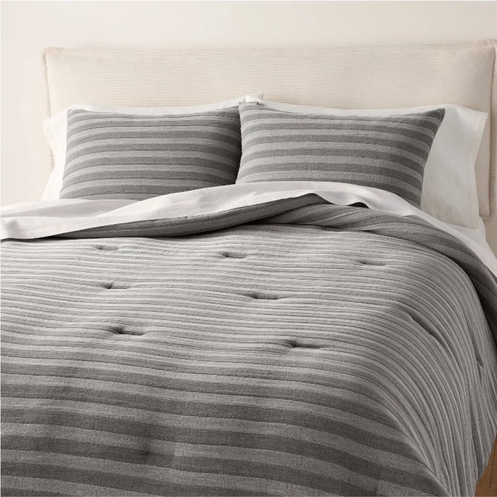 HEARTH & HAND NWT tonal stripe comforter set -brown -king